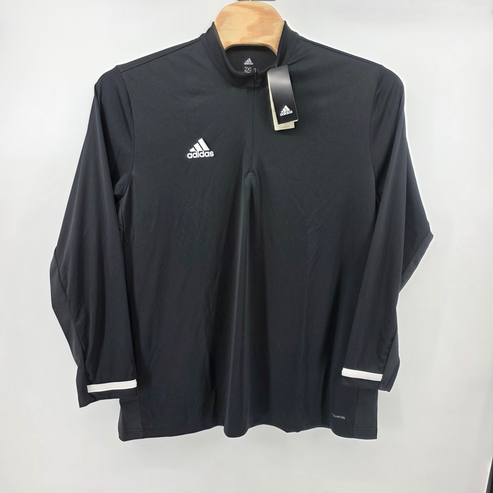 Adidas Climacool Mens 2XL Quarter Zip Pullover Black Long Sleeve Top New NE